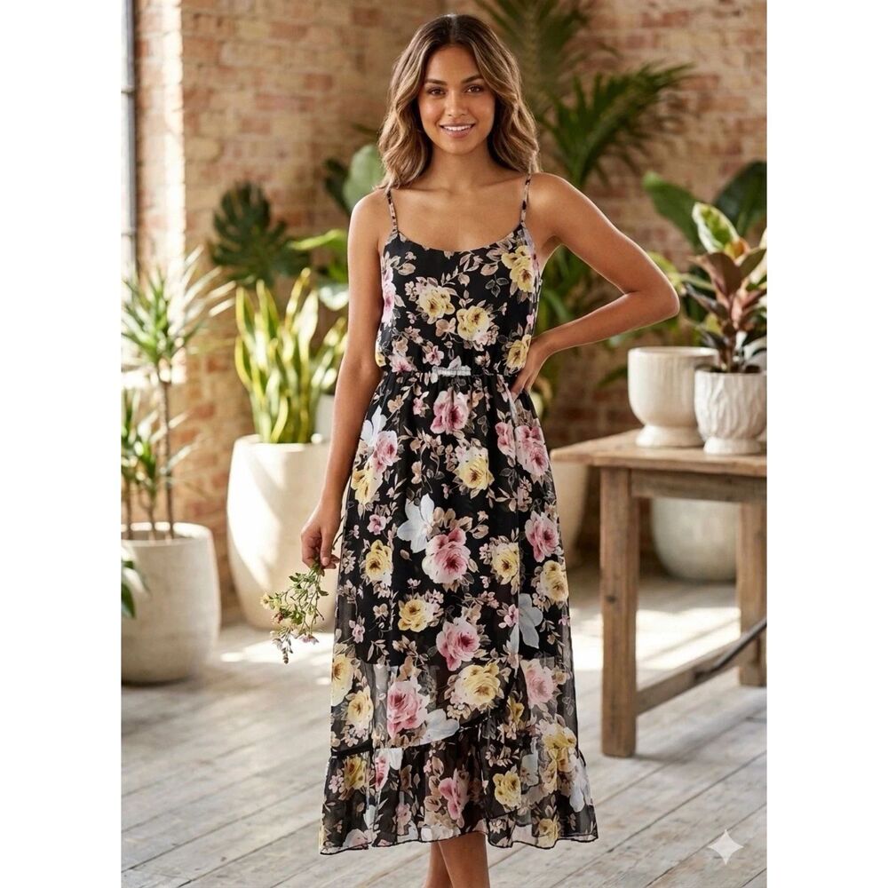 Supply & Demand Maxi Dress Womens Sz S Botanical Fairy Romantic USA Ethereal